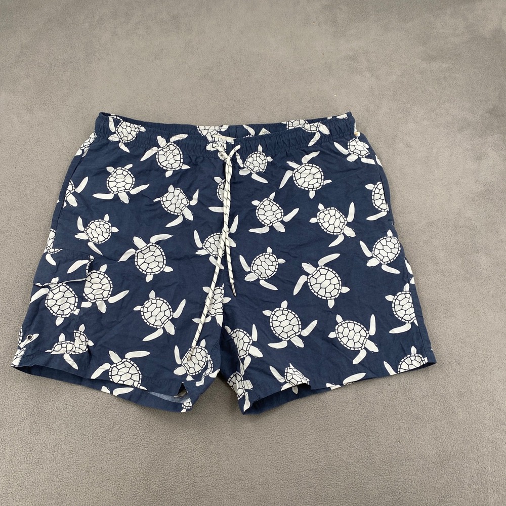 Rainforest Mens Swim Trunks Navy Blue Sea Turtle Print XL Mesh Lined Shorts